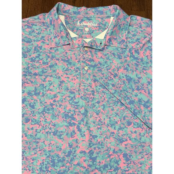 Chubbies Men's The Cotton Candies Performance Polo Blue Pink Size XL - Picture 1 of 2